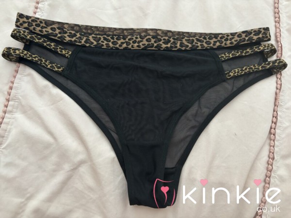 Black & Cheetah Strappy Mesh Panties