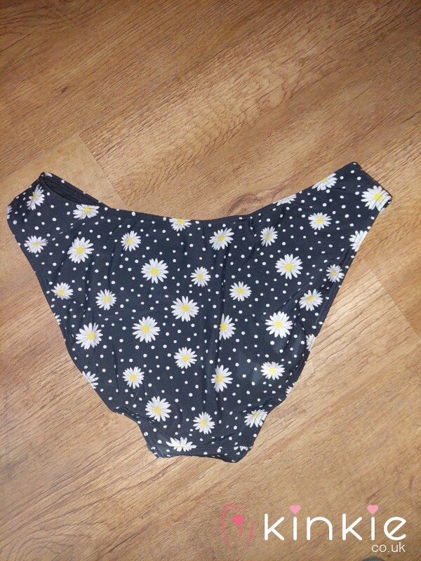 Black Daisy Print Bikini Bottoms