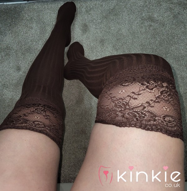 Brown Thick Ribbed Over Knee Socks