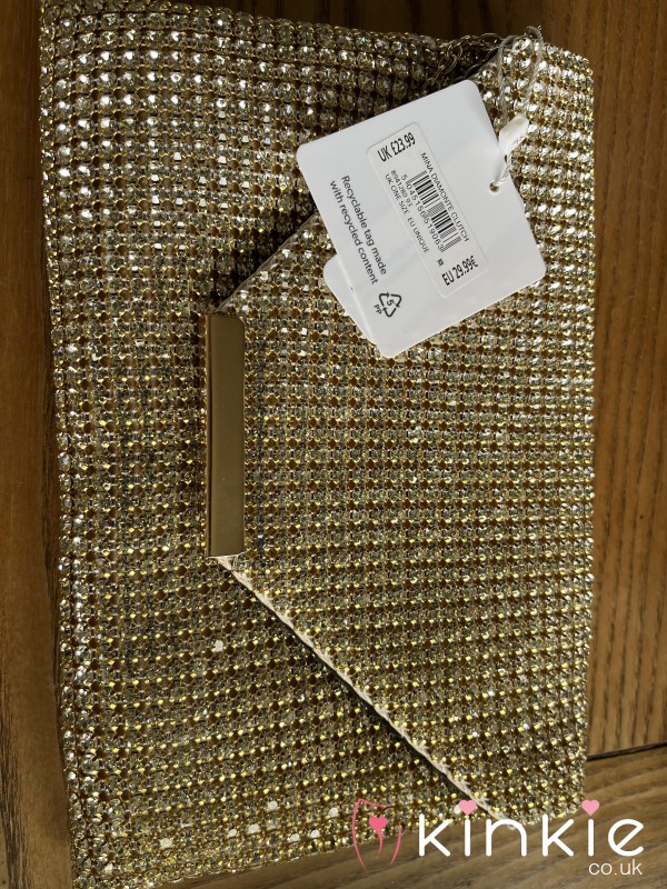 Cla**y Sparkly Clutch Can Be A Clutch Or Has Gold Chain To Wear Over Shoulder.