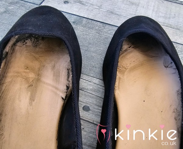 Extremely Well Worn And Stained / Trashed Flat Shoes For You Foot Fet**h Slaves, Lovely Amount Of Dirty Staining