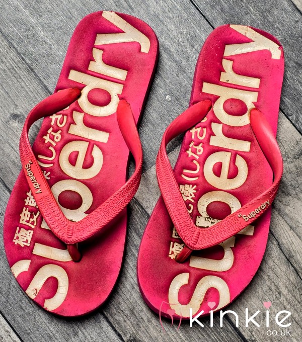 Ladies Extremely Well Worn Pink Flip Flops For You Foot Fet**h Lovers...