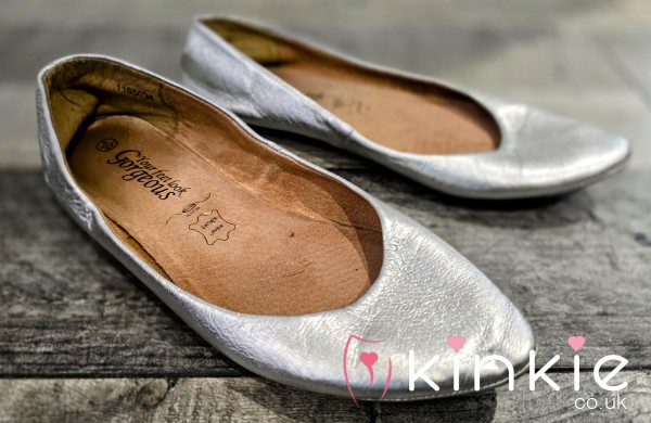 Ladies Extremely Well Worn Tatty Silver Flat Shoes For You Foot Fet**h Lovers