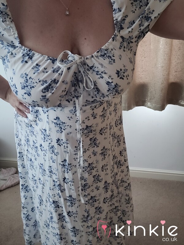 Long Blue And White Flower Dress