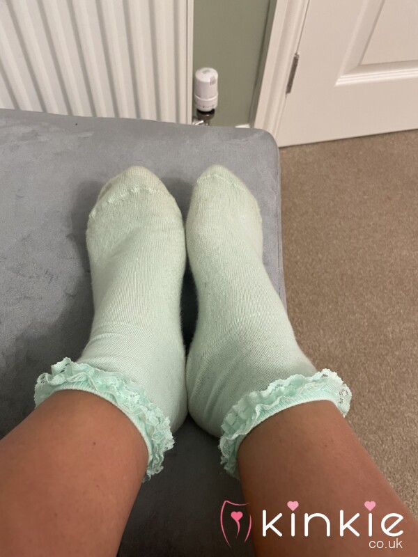 My Filthy And Worn Cute Mint Green Frilly Ankle Socks 🧦