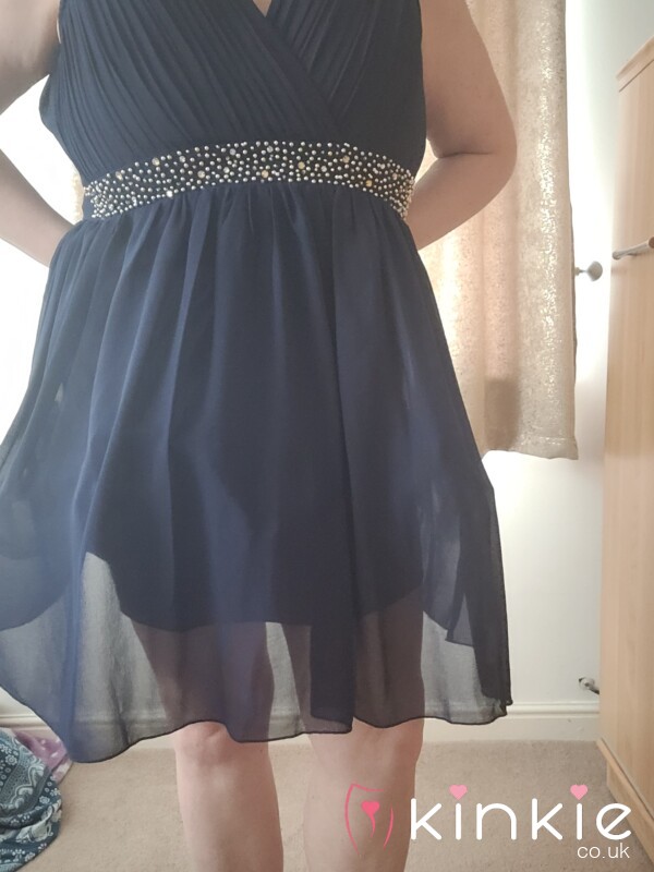 Navy Shiffon Diamanté Dress