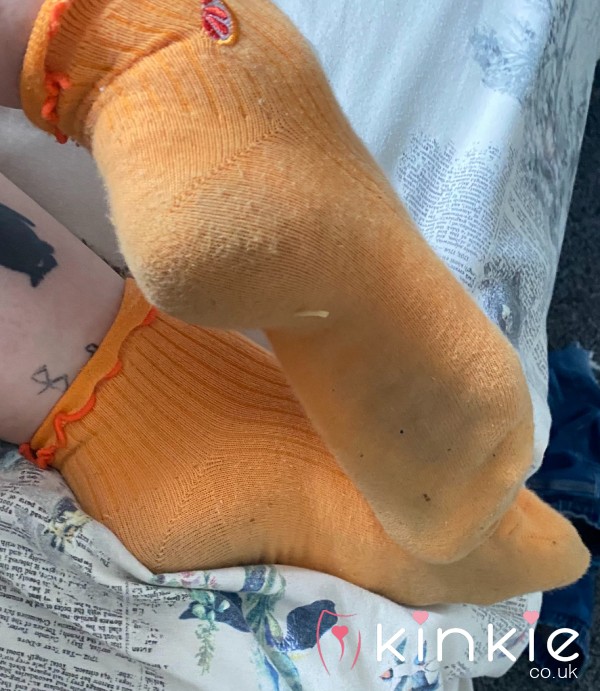 Orange Worn Socks