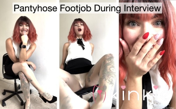 Pantyhose Footjob During Interview