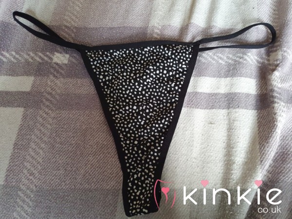 Pattern Black Silky Thong