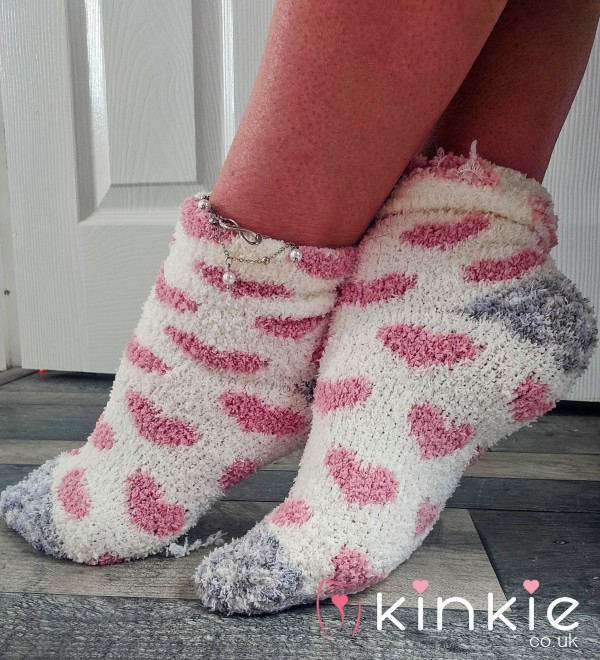 Pink Hearts Socks For Sale - Dirty, Smelly, Well Worn Sweaty Fluffy Socks....48 Hour Wear