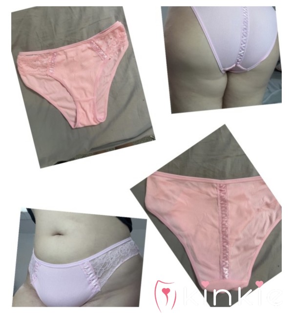 Pink Ribbed Cotton Full Brief