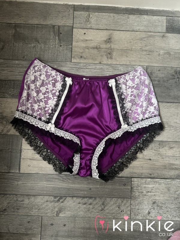 PURPLE SATIN STAINED KNICKERS 😈SMELL MY AROMA