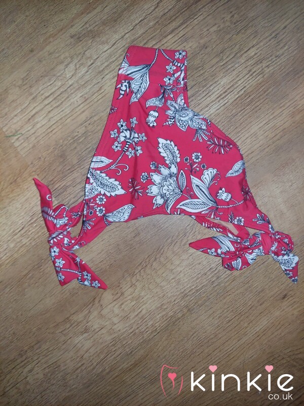 Red & White Flor*l Bikini Bottoms