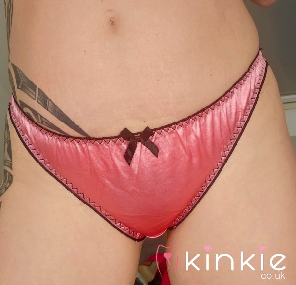 Ruffled Thong For Sale ! - Well Worn Dirty Aqua Silky Thong Panties With Alex's Scent