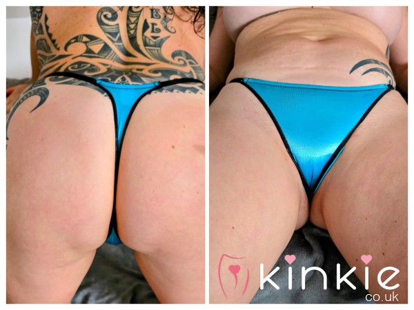 Worn Thong For Sale ! - Well Worn Dirty Aqua Silky Thong Panties With Alex's Scent - 48 Hour Wear