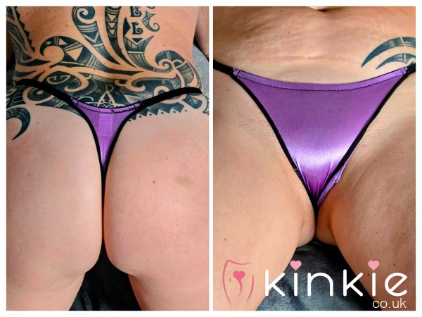 (NS) Thong For Sale ! - Well Worn Dirty Purple Silky Thong Panties With Alex's Scent - 48 Hour Wear