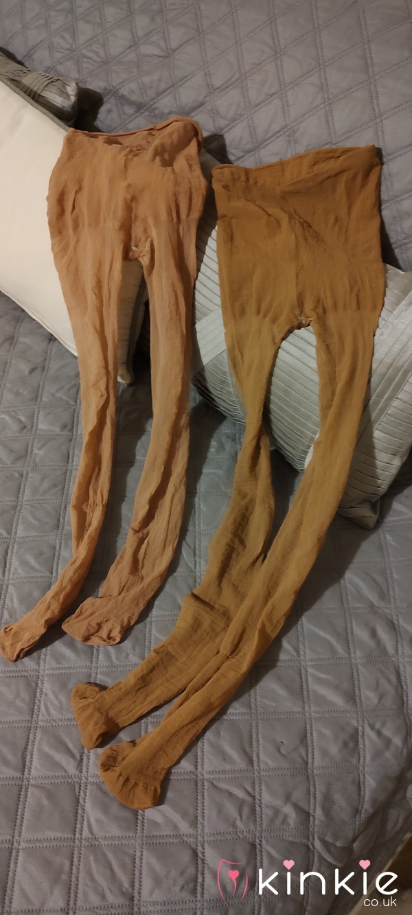 Two Pairs Of S**y Sheer Bedtime Tights.with Juicy Gusset Areas.