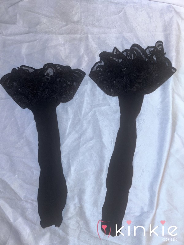 Used Black Lace Topped Stockings