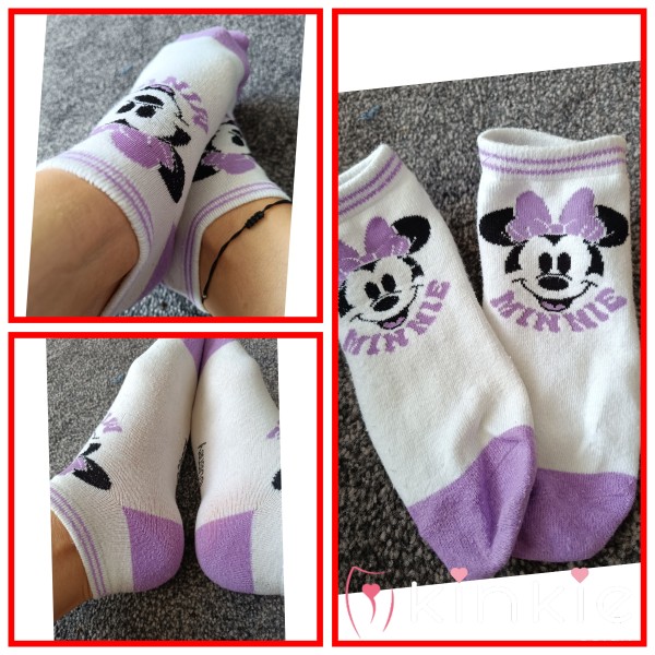 White Purple Ankle Minnie Socks £5