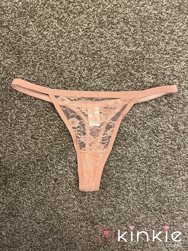 Worn Pink Lace Panties